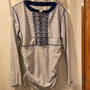 Cabana Life Ruched Embroidered Rashgaurd